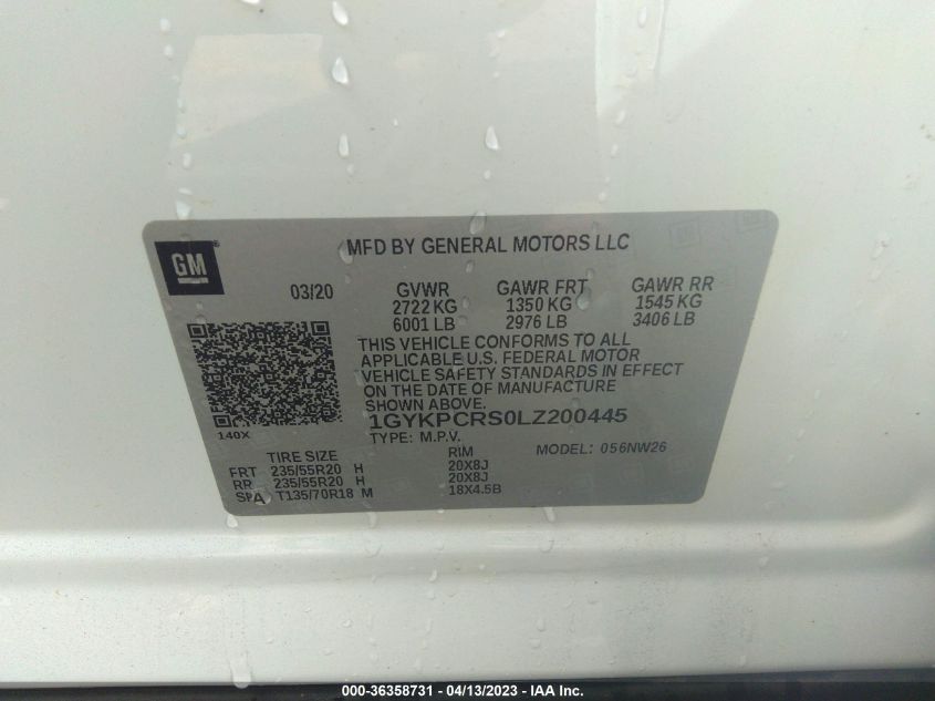 2020 CADILLAC XT6 FWD PREMIUM LUXURY - 1GYKPCRS0LZ200445