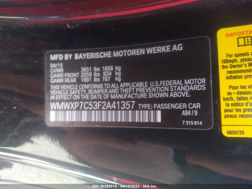 2015 MINI COOPER HARDTOP S - WMWXP7C53F2A41357