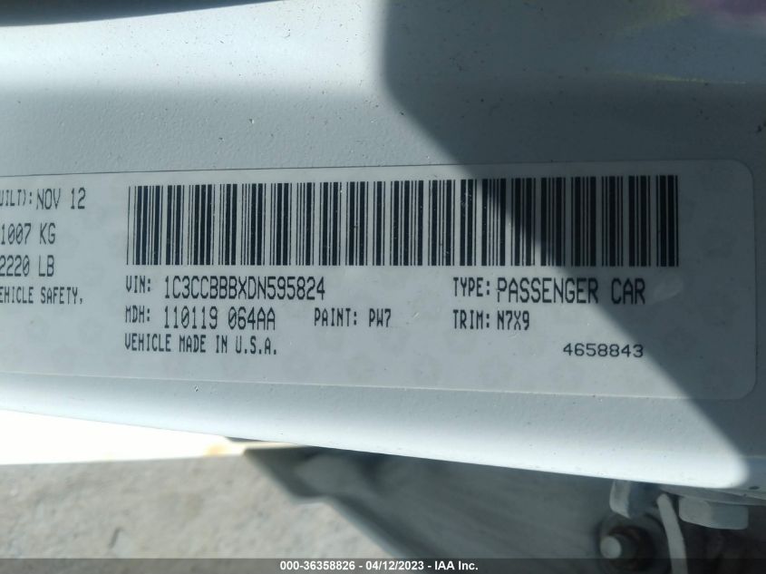 2013 CHRYSLER 200 TOURING - 1C3CCBBBXDN595824