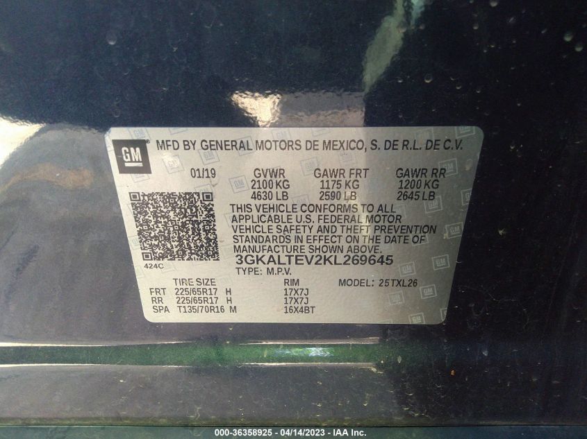 2019 GMC TERRAIN SLE - 3GKALTEV2KL269645