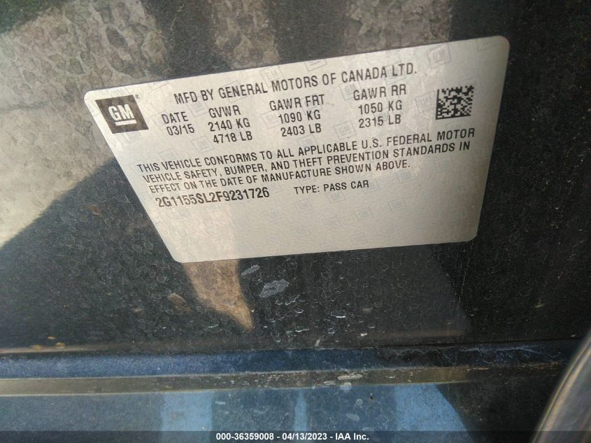 2015 CHEVROLET IMPALA LTZ - 2G1155SL2F9231726