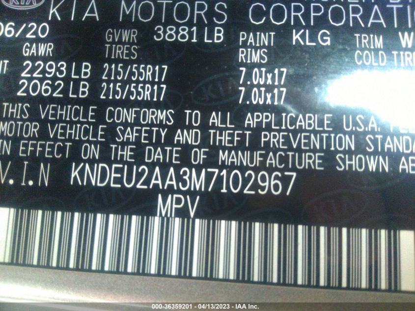 2021 KIA SELTOS S - KNDEU2AA3M7102967