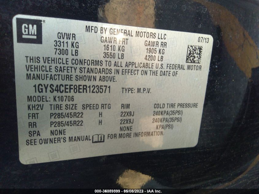 2014 CADILLAC ESCALADE PREMIUM - 1GYS4CEF8ER123571