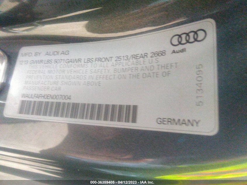 2014 AUDI A5 PREMIUM PLUS - WAULFAFH0EN007004