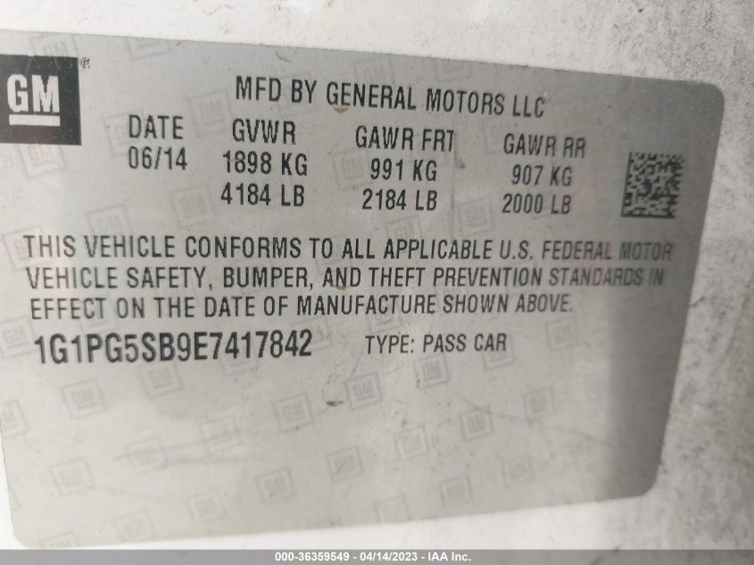 2014 CHEVROLET CRUZE LTZ - 1G1PG5SB9E7417842