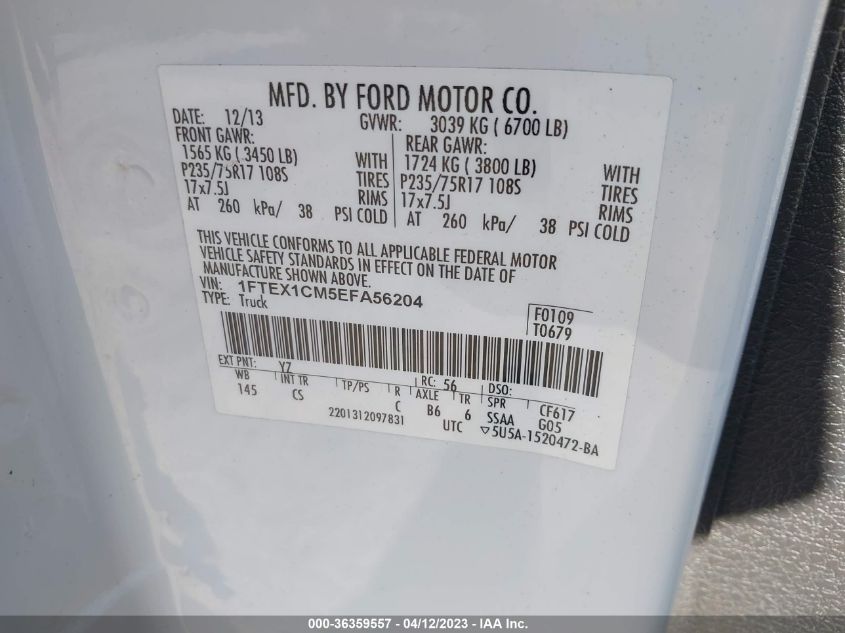 2014 FORD F-150 XL/STX/XLT - 1FTEX1CM5EFA56204
