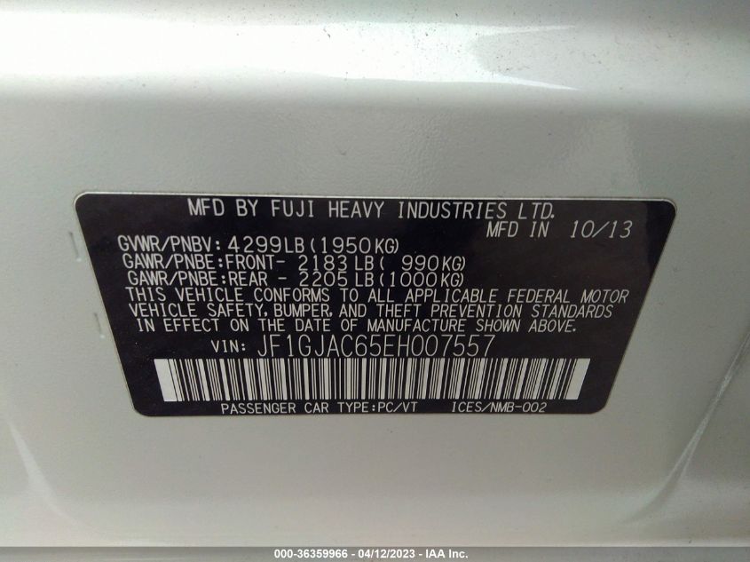 2014 SUBARU IMPREZA SEDAN PREMIUM - JF1GJAC65EH007557