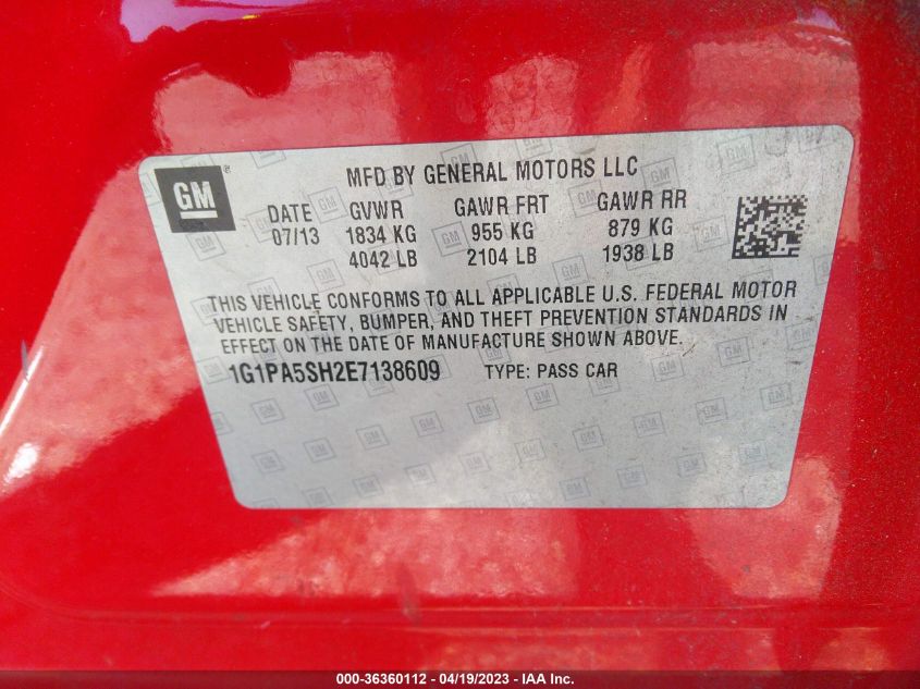 2014 CHEVROLET CRUZE LS - 1G1PA5SH2E7138609