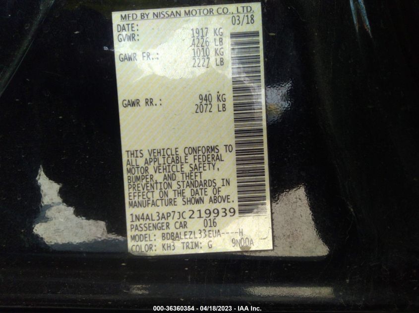2018 NISSAN ALTIMA 2.5 S - 1N4AL3AP7JC219939