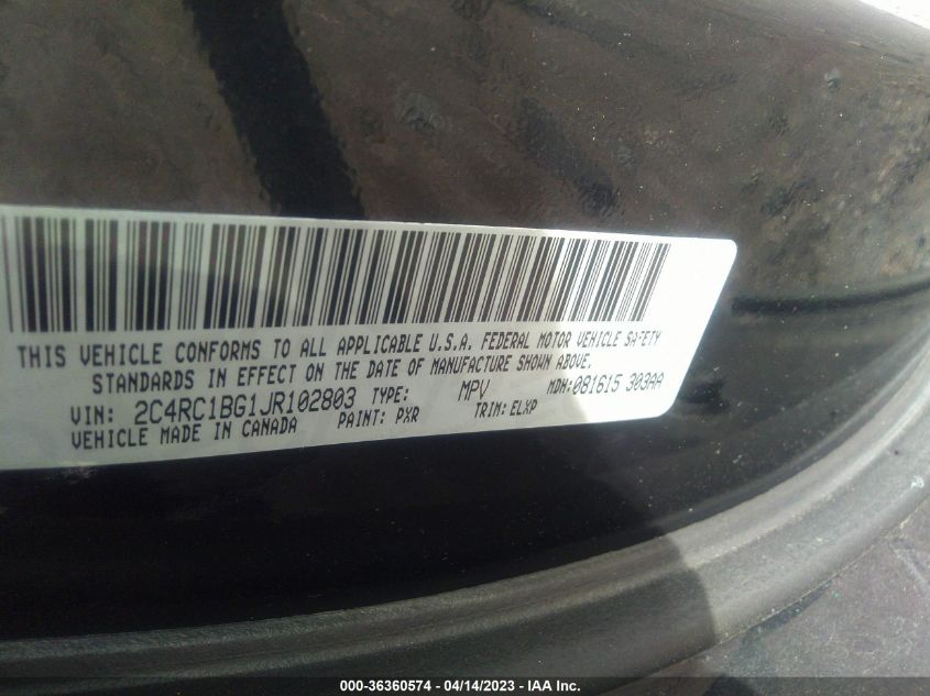 2018 CHRYSLER PACIFICA TOURING L - 2C4RC1BG1JR102803