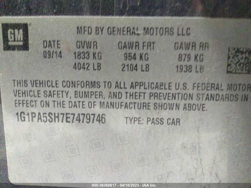 2014 CHEVROLET CRUZE LS - 1G1PA5SH7E7479746