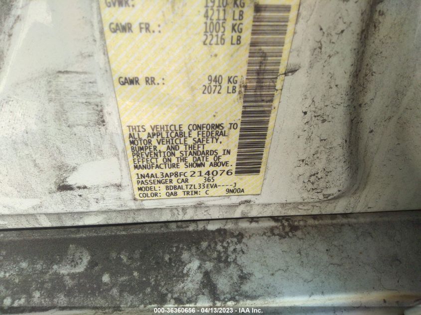 2015 NISSAN ALTIMA 2.5 SL - 1N4AL3AP8FC214076