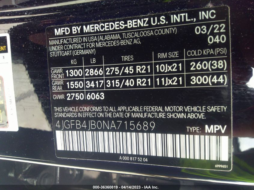 4JGFB4JB0NA715689 Mercedes-Benz GLE GLE 350 9