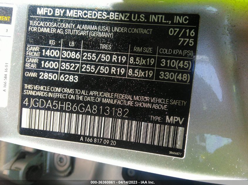 2016 MERCEDES-BENZ GLE GLE 350 - 4JGDA5HB6GA813182