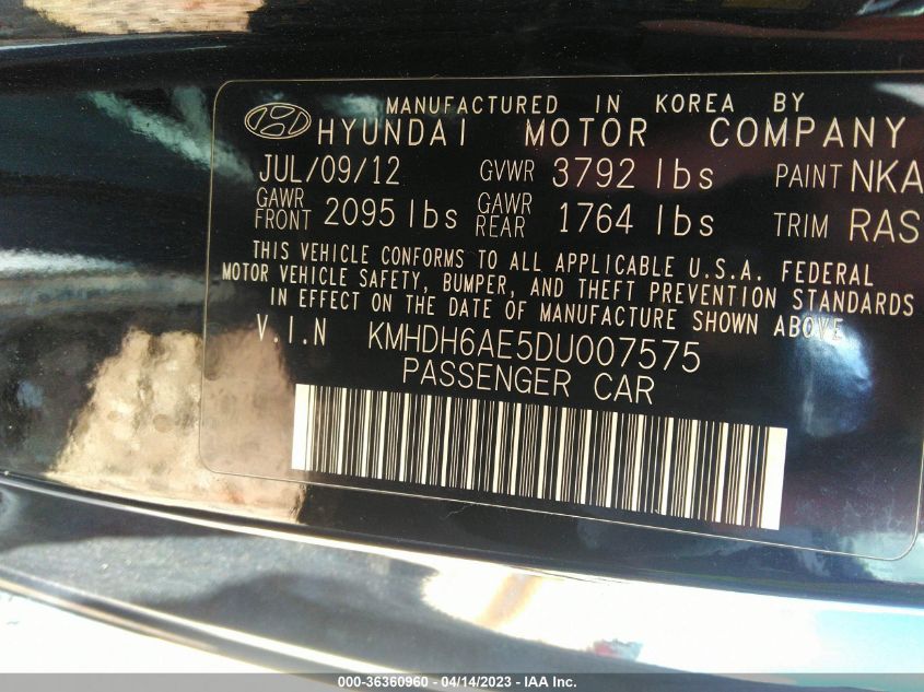 2013 HYUNDAI ELANTRA COUPE SE - KMHDH6AE5DU007575