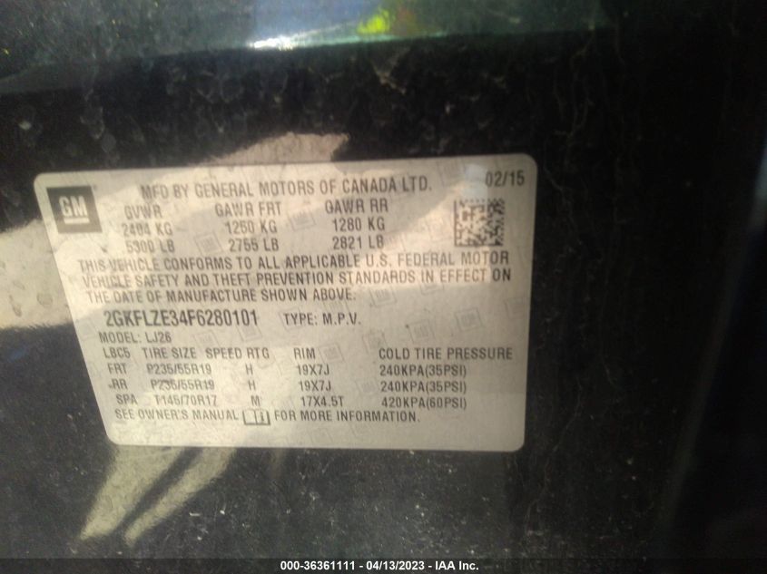 2015 GMC TERRAIN DENALI - 2GKFLZE34F6280101