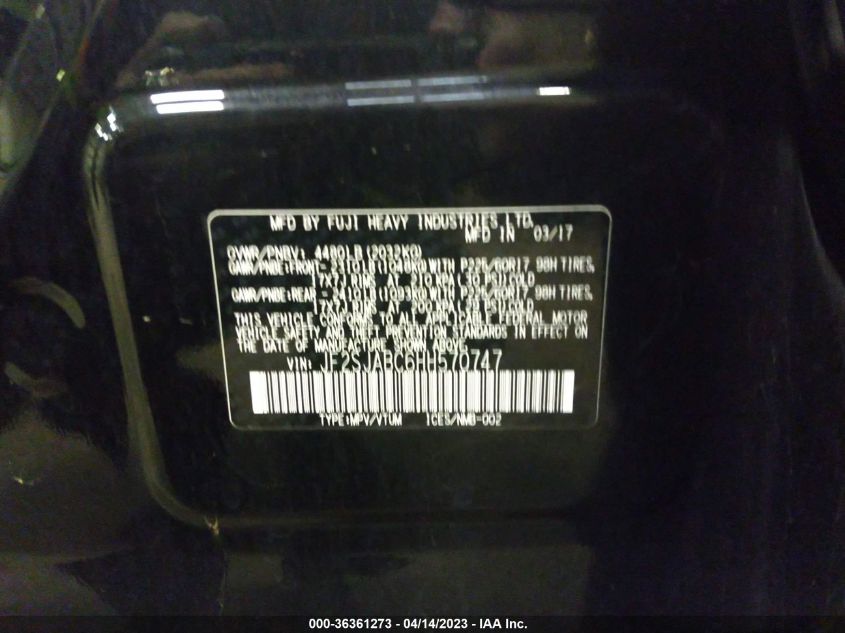 2017 SUBARU FORESTER - JF2SJABC6HH570747