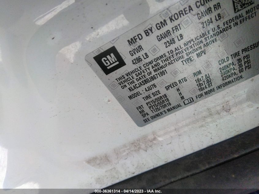 2018 BUICK ENCORE PREFERRED - KL4CJASB0JB671991
