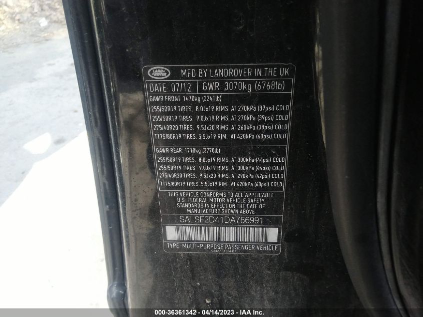 2013 LAND ROVER RANGE ROVER SPORT HSE - SALSF2D41DA766991
