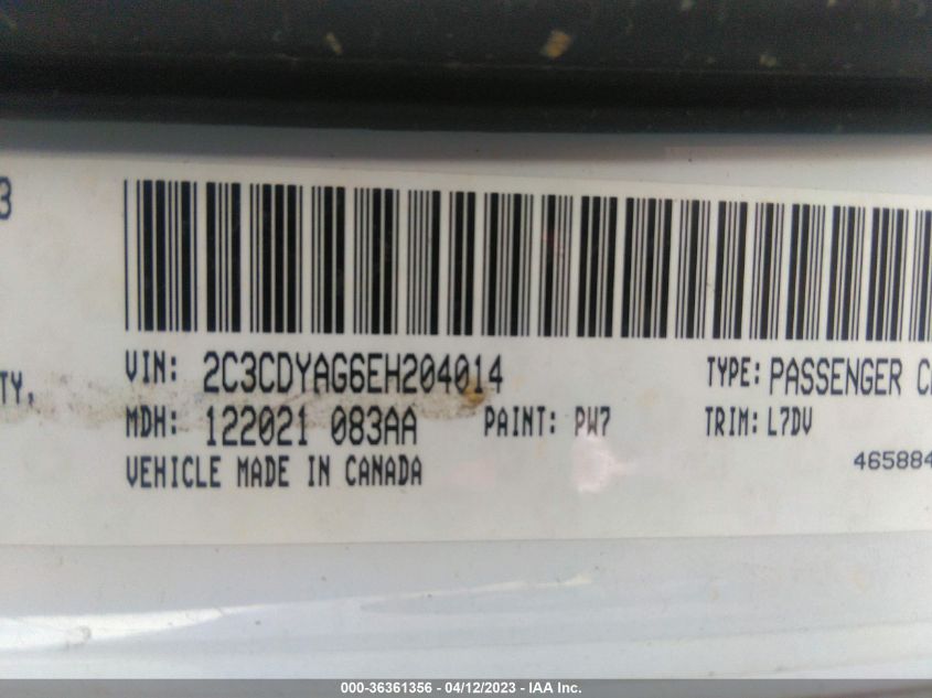 2014 DODGE CHALLENGER SXT - 2C3CDYAG6EH204014