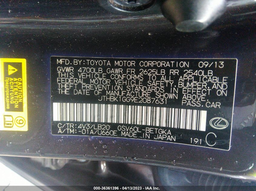2014 LEXUS ES 350 - JTHBK1GG9E2087631