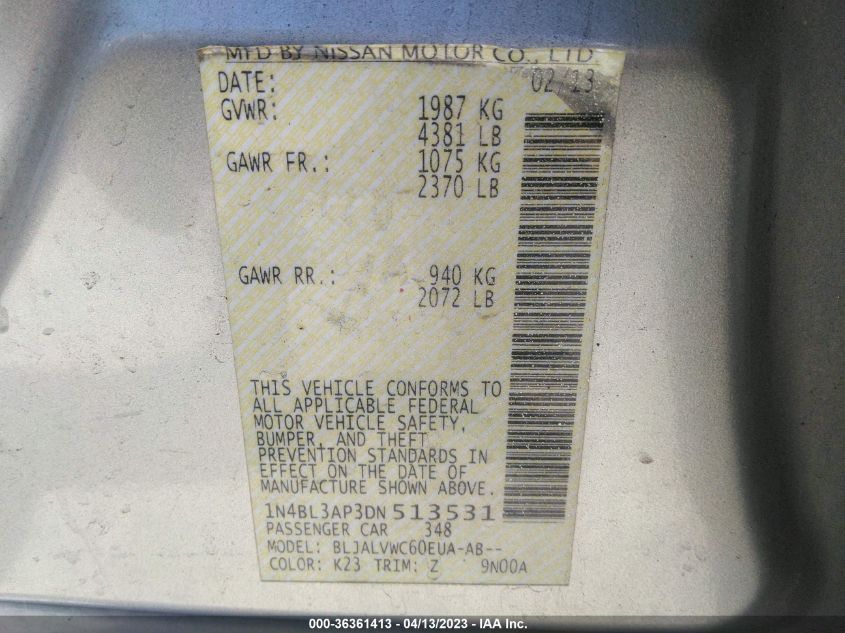 2013 NISSAN ALTIMA 3.5 SL - 1N4BL3AP3DN513531