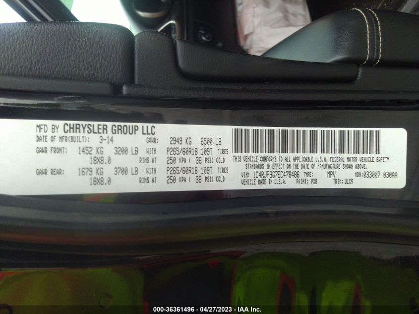 2014 JEEP GRAND CHEROKEE LIMITED - 1C4RJFBG7EC478486
