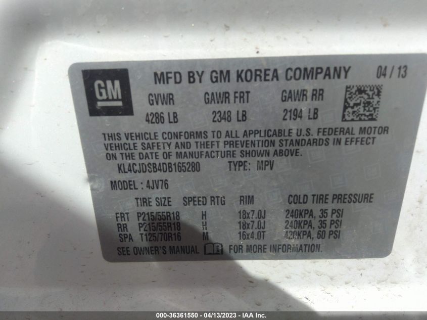 2013 BUICK ENCORE PREMIUM - KL4CJDSB4DB165280