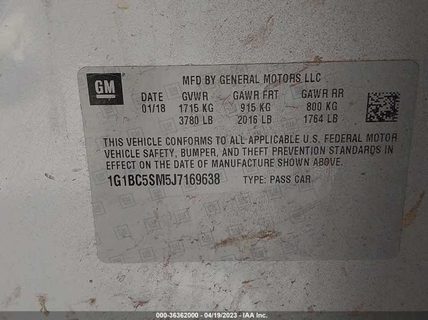 2018 CHEVROLET CRUZE LS - 1G1BC5SM5J7169638