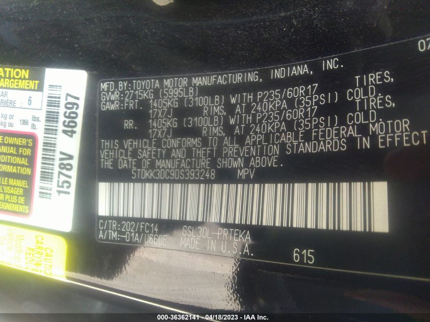 2013 TOYOTA SIENNA LE - 5TDKK3DC9DS393248
