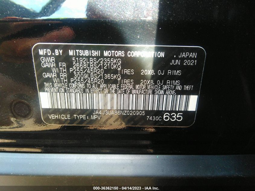 2022 MITSUBISHI OUTLANDER SE - JA4J3UA86NZ020905