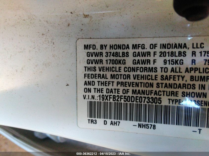 2013 HONDA CIVIC SDN LX - 19XFB2F50DE073305