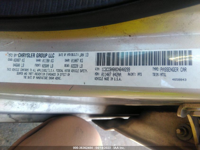 2013 CHRYSLER 200 LX - 1C3CCBAB0DN640299