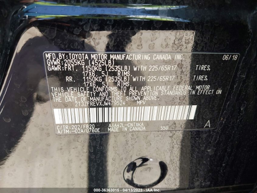 2018 TOYOTA RAV4 LE - 2T3ZFREVXJW479524