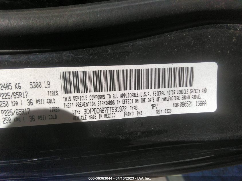 2015 DODGE JOURNEY AMERICAN VALUE PKG - 3C4PDCAB7FT531972