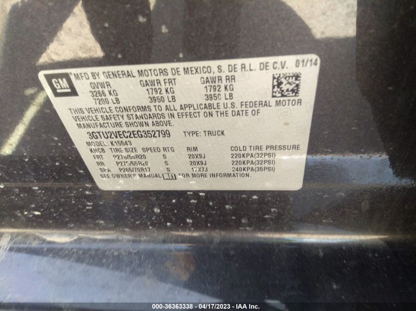 2014 GMC SIERRA 1500 SLT - 3GTU2VEC2EG352799