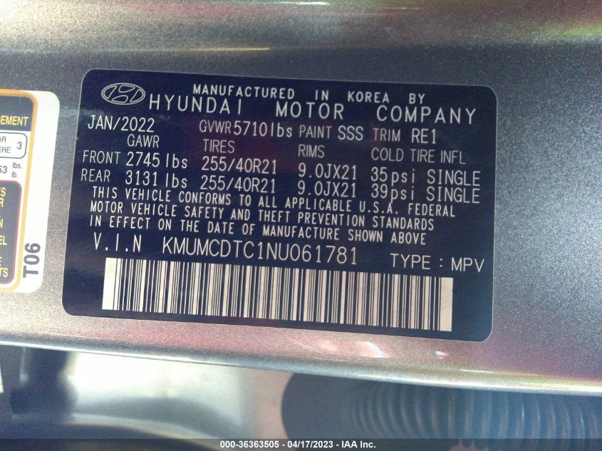 2022 GENESIS GV70 3.5T SPORT KMUMCDTC1NU061781