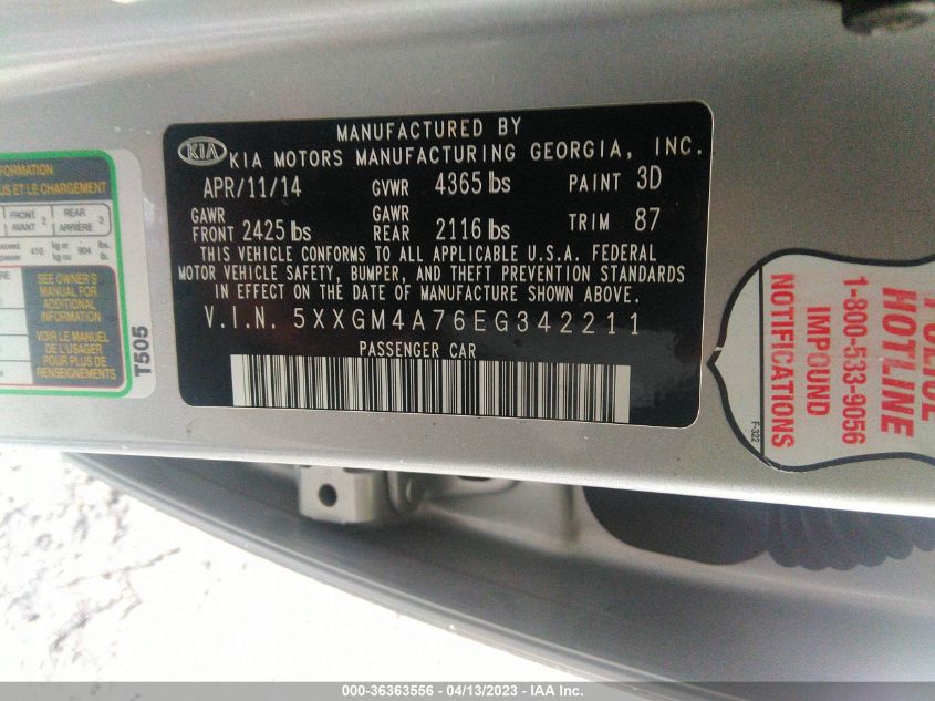 2014 KIA OPTIMA LX - 5XXGM4A76EG342211