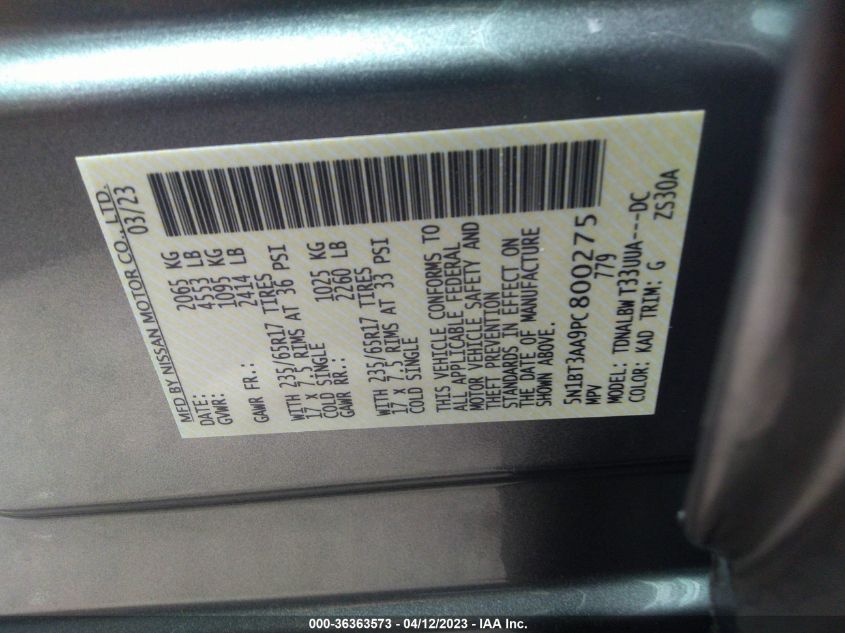 2023 NISSAN ROGUE S - 5N1BT3AA9PC800275