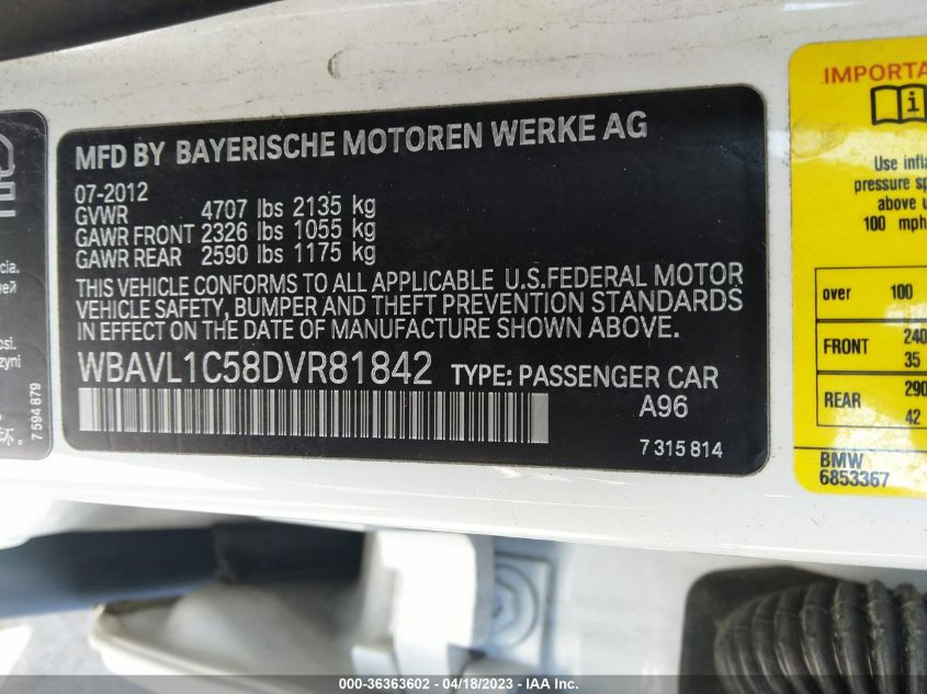 2013 BMW X1 XDRIVE28I - WBAVL1C58DVR81842