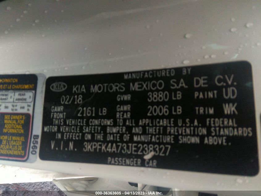 2018 KIA FORTE LX - 3KPFK4A73JE238327