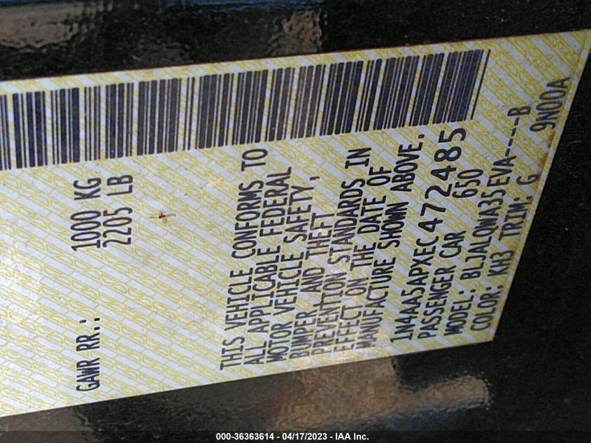 2014 NISSAN MAXIMA 3.5 S - 1N4AA5APXEC472485