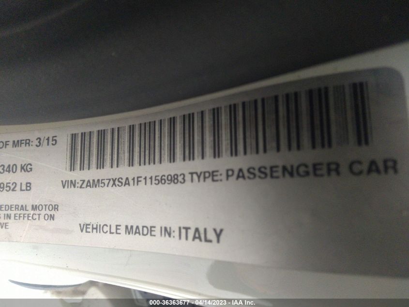 2015 MASERATI GHIBLI - ZAM57XSA1F1156983