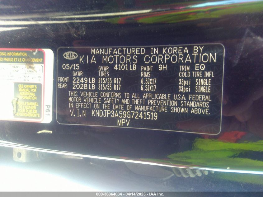 2016 KIA SOUL + - KNDJP3A59G7241519