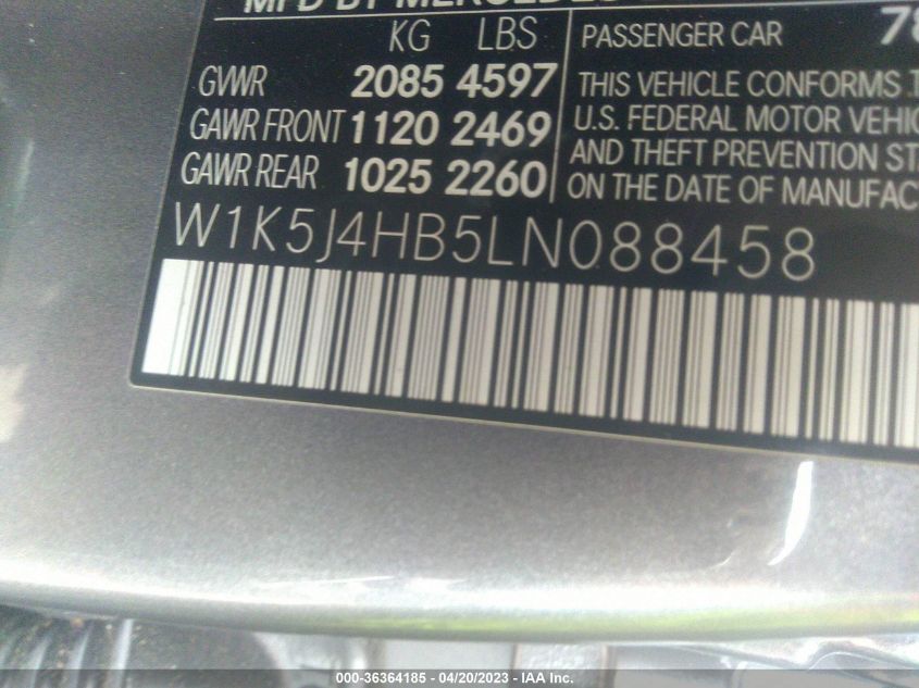 2020 MERCEDES-BENZ CLA CLA 250 - W1K5J4HB5LN088458