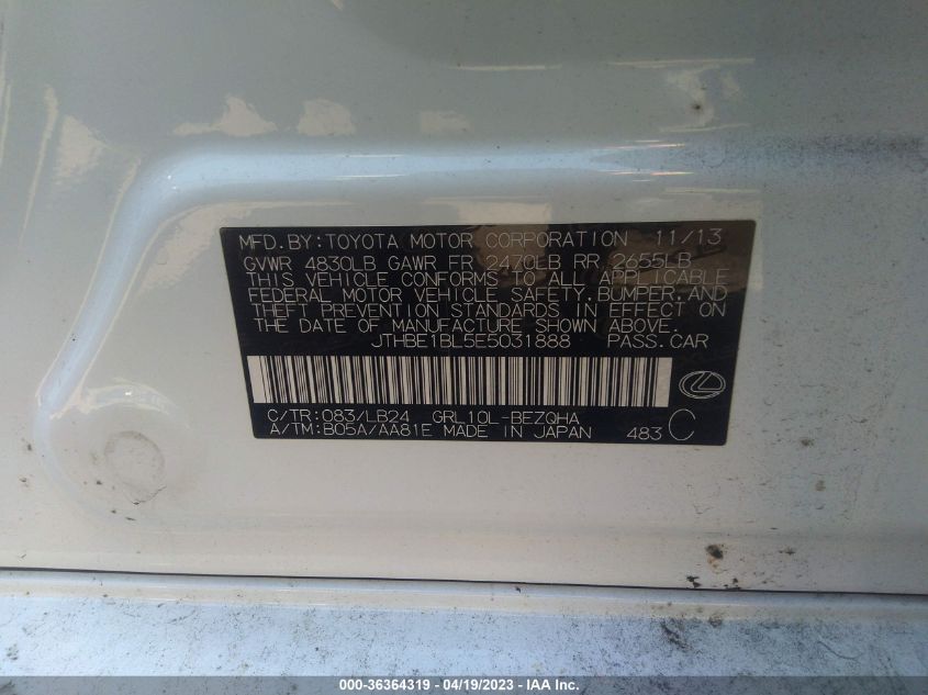 2014 LEXUS GS 350 - JTHBE1BL5E5031888