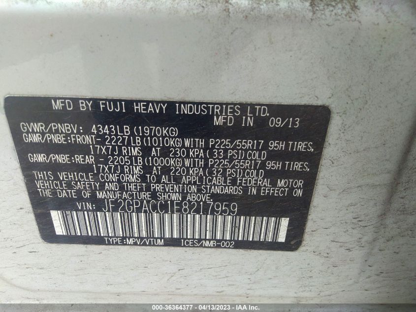 2014 SUBARU XV CROSSTREK PREMIUM - JF2GPACC1E8217959