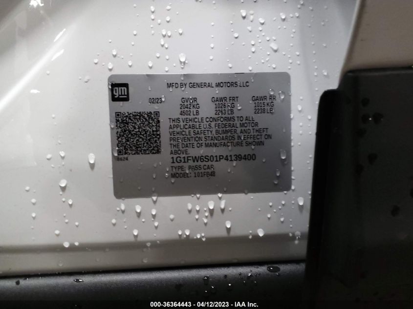 2023 CHEVROLET BOLT EV 1LT - 1G1FW6S01P4139400