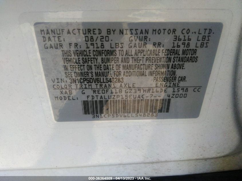 2020 NISSAN KICKS SR - 3N1CP5DV6LL548283