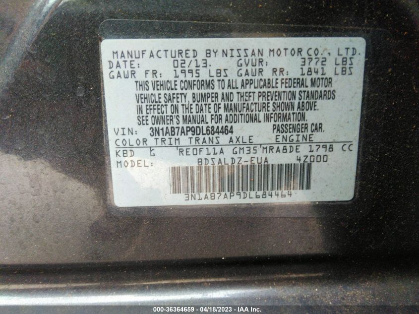 2013 NISSAN SENTRA SV - 3N1AB7AP9DL684464